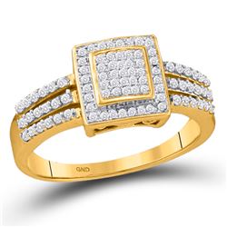1/3 CTW Womens Round Diamond Square Cluster Ring 10kt Yellow Gold - REF-31N4A