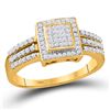 Image 1 : 1/3 CTW Womens Round Diamond Square Cluster Ring 10kt Yellow Gold - REF-31N4A