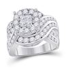 Image 1 : 2 & 1/2 CTW Princess Diamond Cluster Bridal Wedding Engagement Ring 14kt White Gold - REF-272H6R