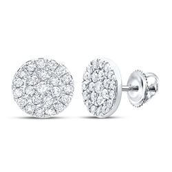 3/4 CTW Womens Round Diamond Cluster Earrings 10kt White Gold - REF-47A6M
