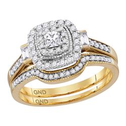 1/2 CTW Princess Diamond Bridal Wedding Ring 14kt Yellow Gold - REF-75N7A