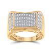 Image 1 : 1/2 CTW Mens Round Diamond Rectangle Cluster Ring 10kt Yellow Gold - REF-66M8F