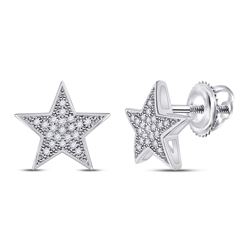 1/10 CTW Womens Round Diamond Star Earrings 10kt White Gold - REF-12V2Y