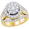 Image 1 : 2 CTW Round Diamond Cluster Bridal Wedding Engagement Ring 10kt Yellow Gold - REF-192H8R