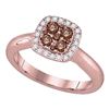 Image 1 : 1/2 CTW Womens Round Brown Diamond Square Ring 14kt Rose Gold - REF-54N5A
