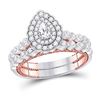 Image 1 : 1 CTW Pear Diamond Bridal Wedding Ring 14kt Two-tone Gold - REF-122X6T
