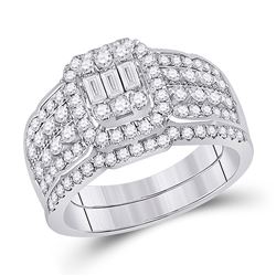 1 CTW Baguette Diamond Bridal Wedding Ring 14kt White Gold - REF-115F8W