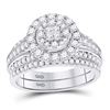 Image 1 : 1 CTW Princess Diamond Bridal Wedding Ring 14kt White Gold - REF-115H8R