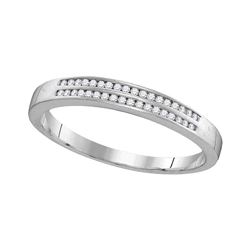 1/5 CTW Mens Round Diamond Slender Double Row Band Ring 10kt White Gold - REF-17F6W