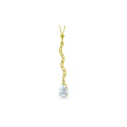 Genuine 1.79 ctw Aquamarine & Diamond Necklace 14KT Yellow Gold - REF-36R8P