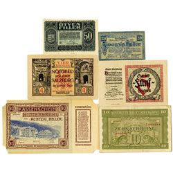 Various Austrian Notgeld Issuers. 1920-1944. Lot of 6 Issued Notes.