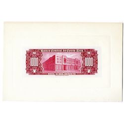 Banco Central de Costa Rica. ND (1952) Reverse Large Die Proof.