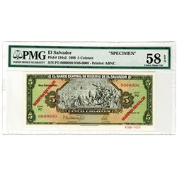 El Banco Central de Reserva de El Salvador, 1988. Specimen Banknote.