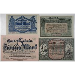 Chemnitz. 1918-1919. Lot of 4 Issued Emergency Notgeld Local Notes.