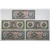 Image 1 : Banco de Mexico. 1953-1958. Lot of 5 Issued Notes.