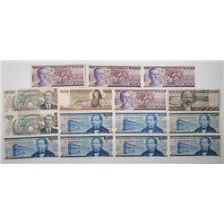 Banco de Mexico. 1973-1992. Lot of 16 Issued Notes.