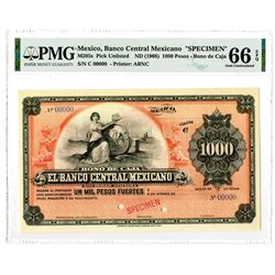 Banco Central Mexicano. ND (1908). Specimen Banknote.