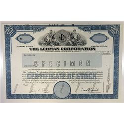 Lehman Corporation, 1989 Specimen Stock Certificate.
