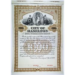 City of Hamilton, 1909 Specimen Bond