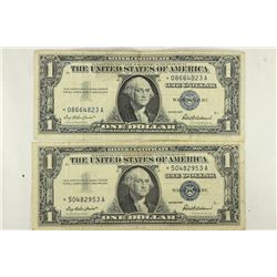 2-1957 $1 SILVER CERTIFICATES STAR NOTES BLUE SEAL