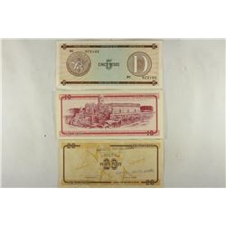 CUBA 5,10 & 20 PESOS FOREIGN EXCHANGE CERTIFICATES