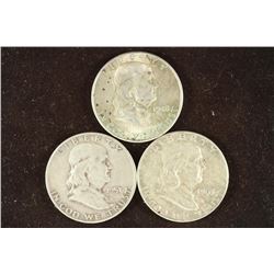 1948-D, 51-D & 63-D FRANKLIN HALF DOLLARS