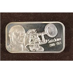 1 TROY OZ .999 PURE SILVER INGOT SATCHMO 1900-1971