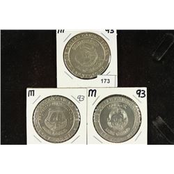 3 ASSORTED $1 GAMING TOKENS 1993 MGM GRAND