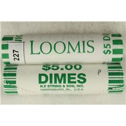 2-$5 ROLLS OF 2009-P & D ROOSEVELT DIMES BU