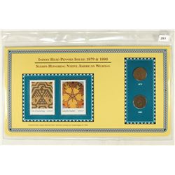 1879 & 1880 INDIAN HEAD CENTS & STAMPS ON INFO