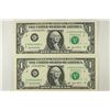 Image 1 : 2-2003-A $1 FRN'S LOW CONSECUTIVE SERIAL 'S UNC