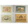 Image 1 : 4 ASSORTED GERMAN NOTGELDS 2-10 & 2-20 HELLERS