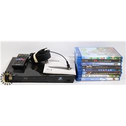 SONY BLU-RAY DVD PLAYER W/8 DVDS