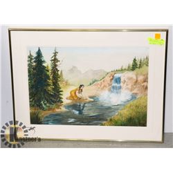 ORIGINAL WATERCOLOUR "POCAHONTAS BY THE WATER