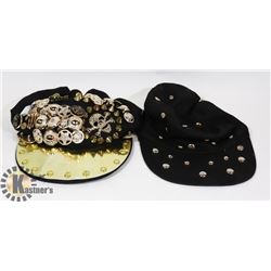 TWO EMBELLISHED CAPS