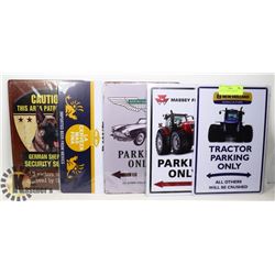 LOT OF 5 VARIOUS TIN SIGNS