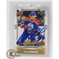 OSCAR KLEFBOM EDMONTON OILERS SIGNED ROOKIE CARD