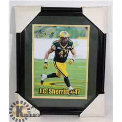 JC SHERRITT EDMONTON ESKIMOS FRAMED PICTURE
