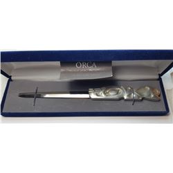 26)   HAND MADE PEWTER LETTER OPENER BY