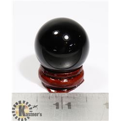 #102-BLACK OBSIDIAN SPHERE BALL 30.0mm + STAND