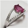 Image 2 : SILVER RUBY CUBIC ZIRCONIA  RING (~SIZE 6)