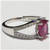 Image 3 : SILVER RUBY CUBIC ZIRCONIA  RING (~SIZE 6)
