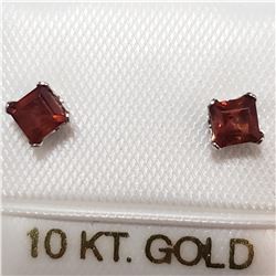 10K WHITE GOLD GARNET  EARRINGS