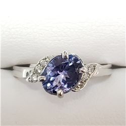 10K WHITE GOLD TANZANITE(0.95CT) DIAMOND