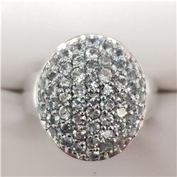 SILVER AQUAMARINE  RING (~SIZE 9) (~WEIGHT 9G)