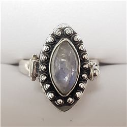 SILVER MOONSTONE LOCKET  RING (~WEIGHT 8G)