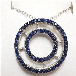 SILVER RHODIUM PLATED SAPPHIRE(1.5CT)  NECKLACE