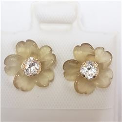 10K YELLOW GOLD WHITE TOPAZ(0.6CT)  EARRINGS