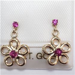 10K YELLOW GOLD RUBY  EARRINGS