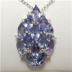 SILVER TANZANITE(3CT)  NECKLACE (~WEIGHT 3.6G)